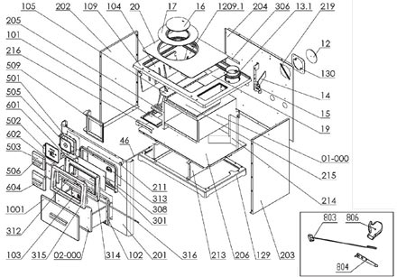 Конструктив печи из чугунных элементов