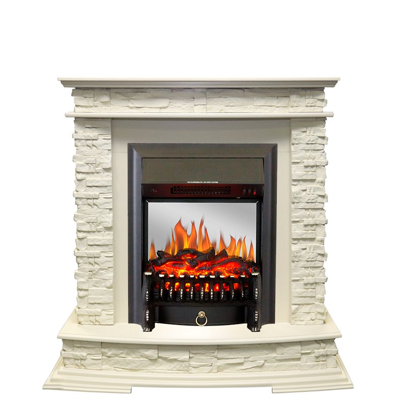 Фото Каминокомплект Luzern - Слоновая кость с очагом Fobos FX M Black Каминокомплекты из камня ROYAL FLAME heatsystems.ru