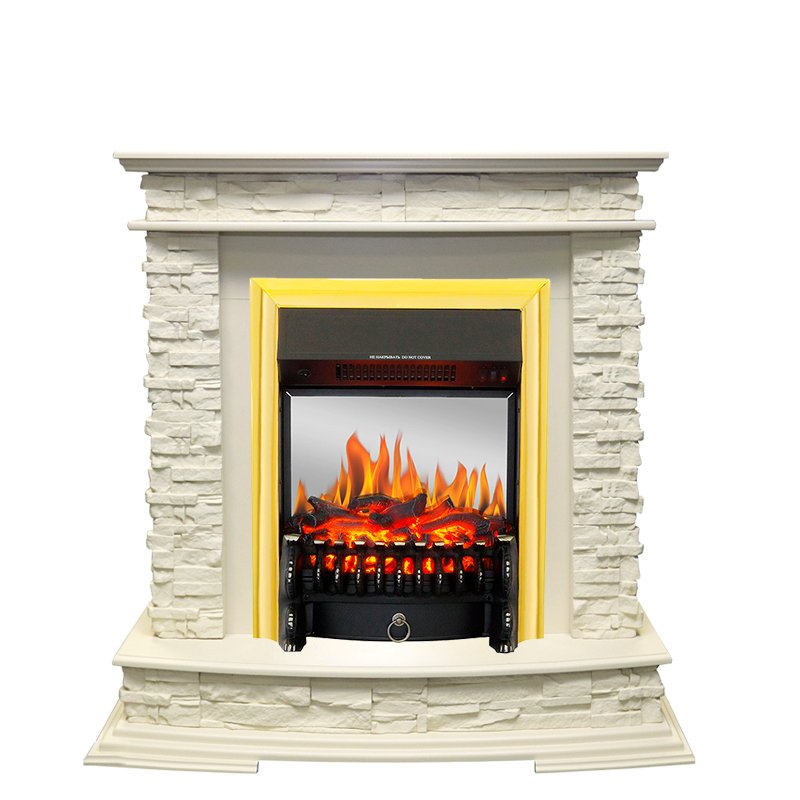 Фото Каминокомплект Luzern - Слоновая кость с очагом Fobos FX M Brass Каминокомплекты из камня ROYAL FLAME heatsystems.ru
