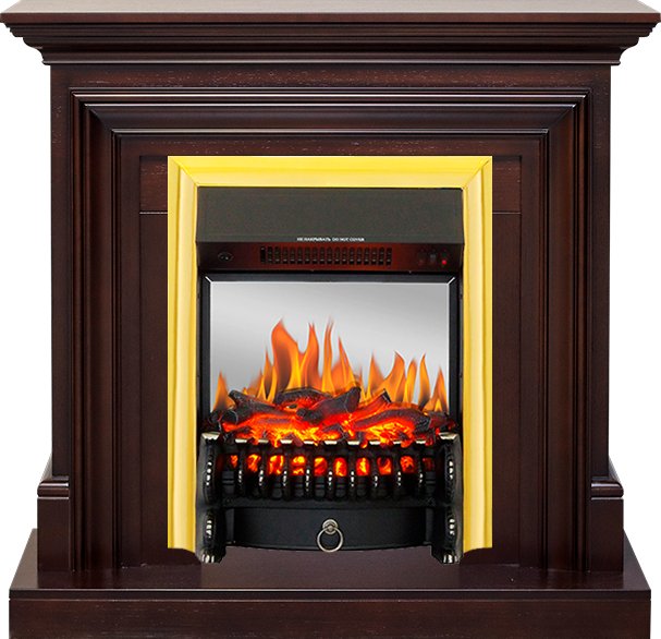 Фото Каминокомплект Bradford - Темный дуб с очагом Fobos FX M Brass Линейные очаги ROYAL FLAME heatsystems.ru