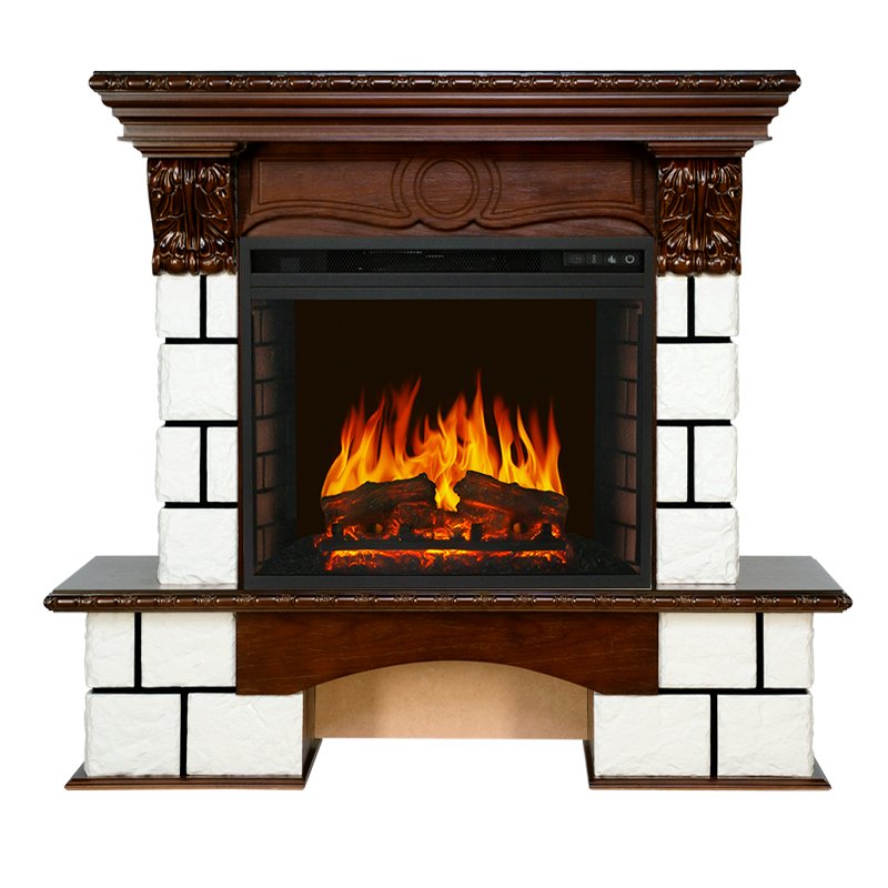 Фото Каминокомплект Pierre Luxe - Белый / Темный дуб с очагом Vision 23 EF LED FX Угловые каминокомплекты ROYAL FLAME heatsystems.ru