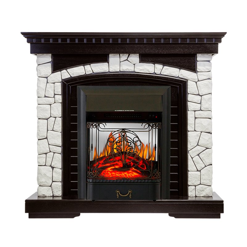 Фото Каминокомплект Glasgow - Венге / Белый с очагом Majestic FX M Black Каминокомплекты из камня ROYAL FLAME heatsystems.ru