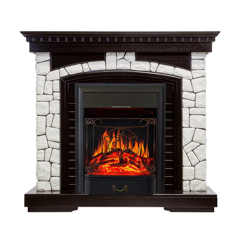 Фото Каминокомплект Glasgow - Венге / Белый с очагом Majestic FX Black Каминокомплекты из камня ROYAL FLAME heatsystems.ru