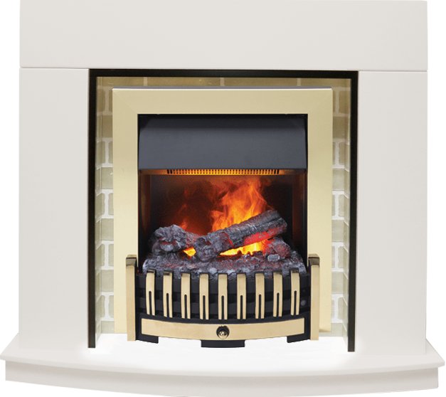 Фото Каминокомплект Montana - Белый с очагом Danville Brass FB2 Деревянные каминокомплекты DIMPLEX heatsystems.ru
