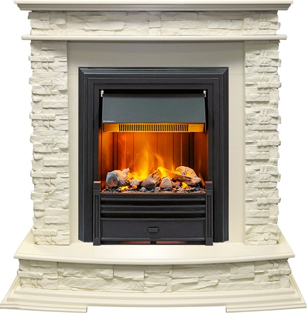 Изображение DIMPLEX heatsystems.ru Фото Каминокомплект Luzern - Слоновая кость с очагом Brookline Black Каминокомплекты из камня DIMPLEX heatsystems.ru