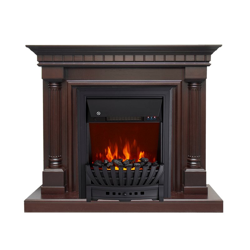 ФОТО Каминокомплект Dallas - Темный дуб с очагом Aspen Black heatsystems.ru