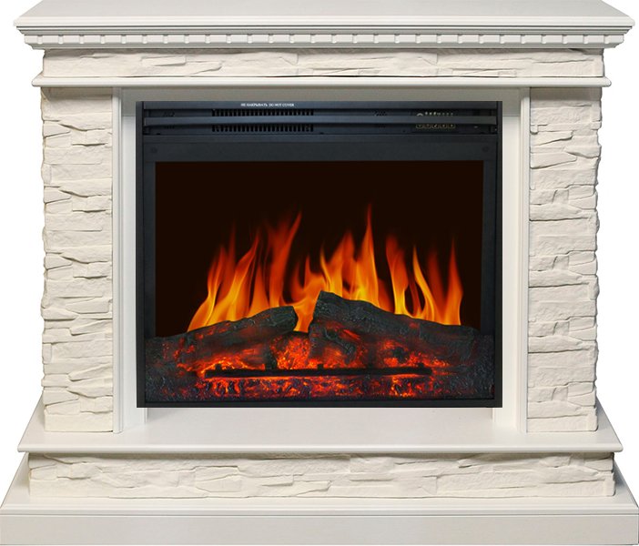 Фото Каминокомплект Calgary - Белый / Сланец белый с очагом Jupiter FX New Линейные очаги ROYAL FLAME heatsystems.ru