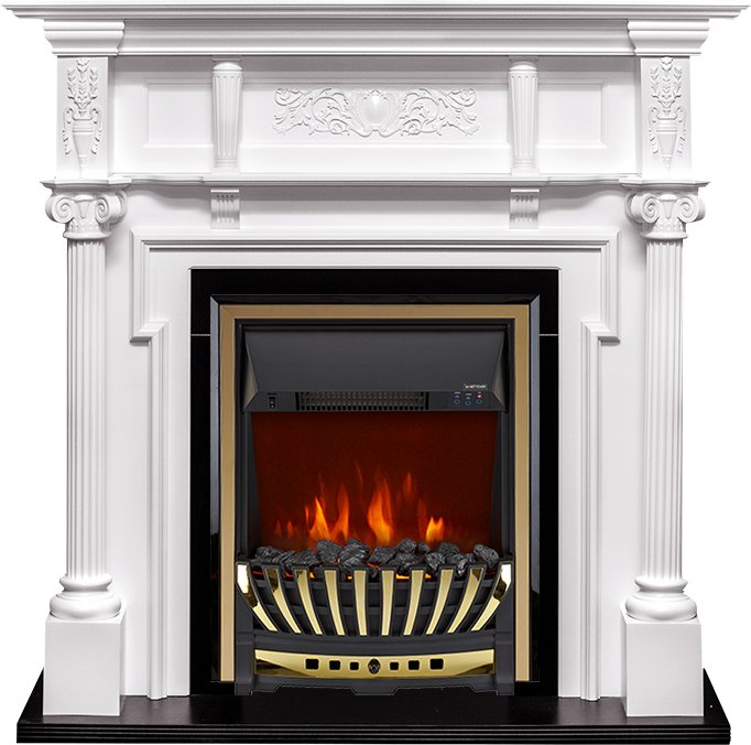 Фото Каминокомплект Oxford - Белый с очагом Aspen Gold Линейные очаги ROYAL FLAME heatsystems.ru