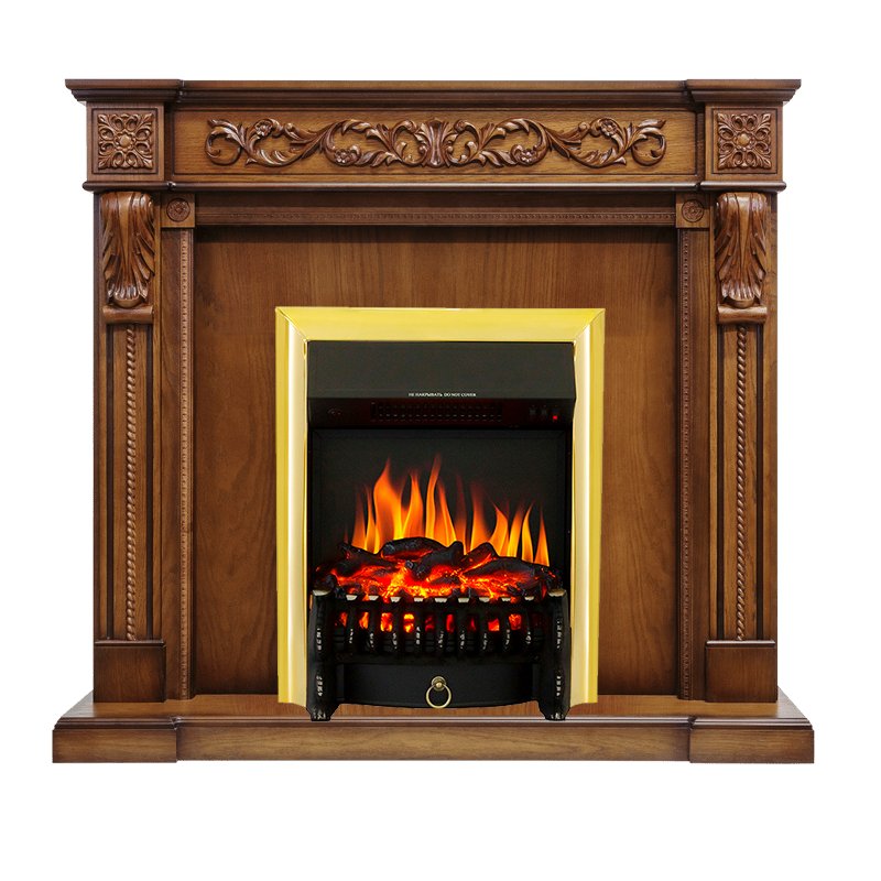 ФОТО Каминокомплект Neapol - Дуб антик с очагом Fobos FX Brass heatsystems.ru