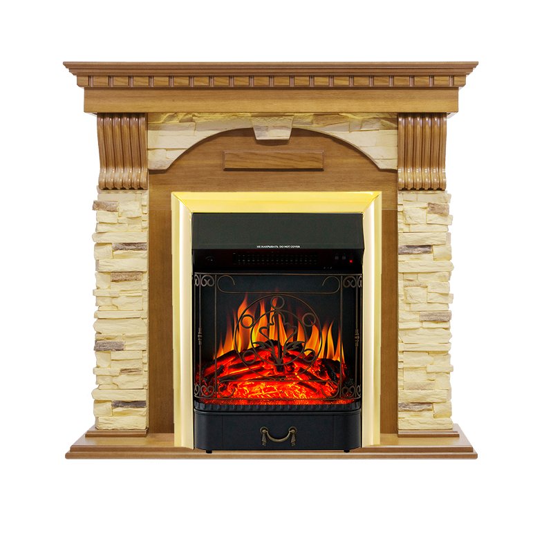Фото Каминокомплект Dublin -  Дуб / Сланец с очагом Majestic FX Brass Угловые каминокомплекты ROYAL FLAME heatsystems.ru