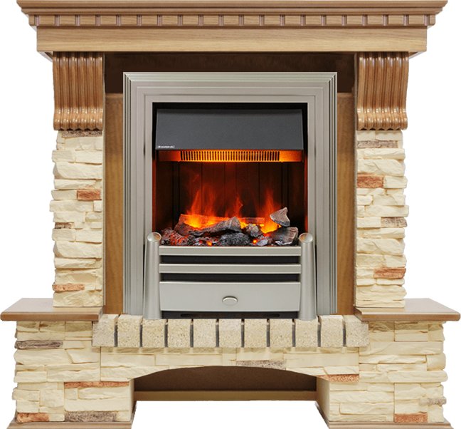 Фото Каминокомплект Pierre Luxe - Дуб / Сланец с очагом Chesford Каминокомплекты из камня DIMPLEX heatsystems.ru