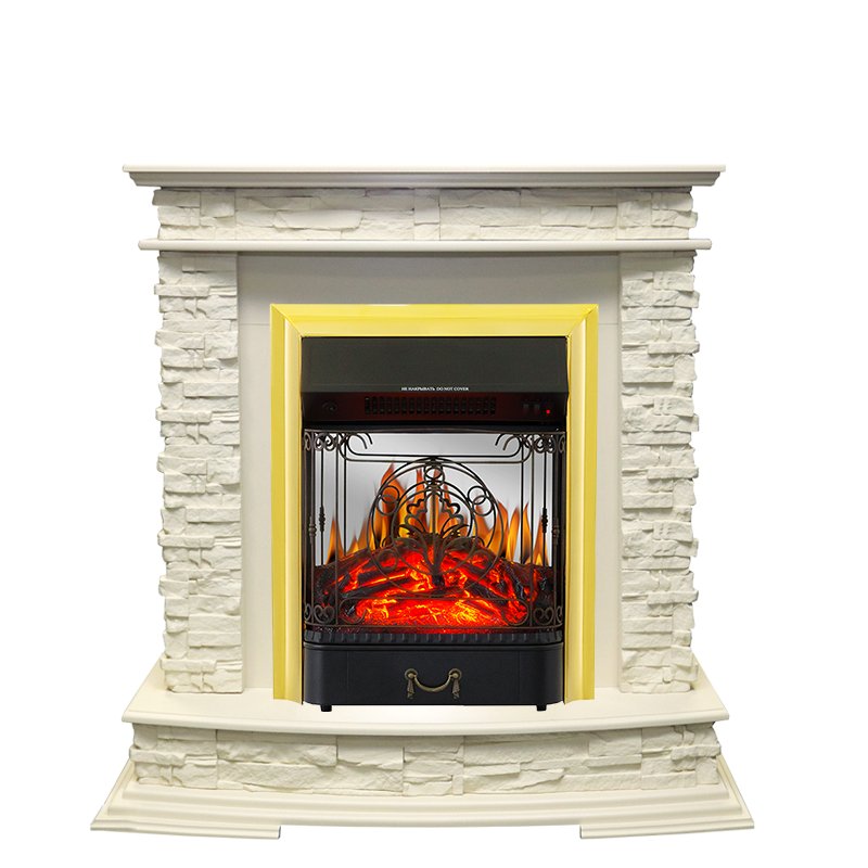 Фото Каминокомплект Luzern - Слоновая кость с очагом Majestic FX M Brass Каминокомплекты из камня ROYAL FLAME heatsystems.ru