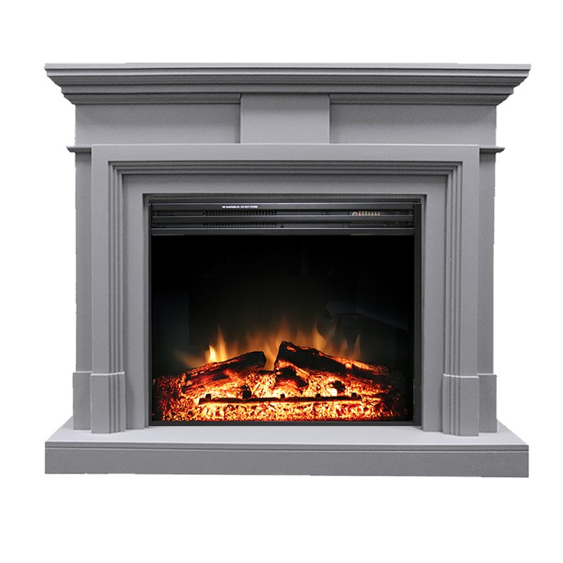 ФОТО Каминокомплект Coventry Grey - Серый с очагом Jupiter FX New heatsystems.ru
