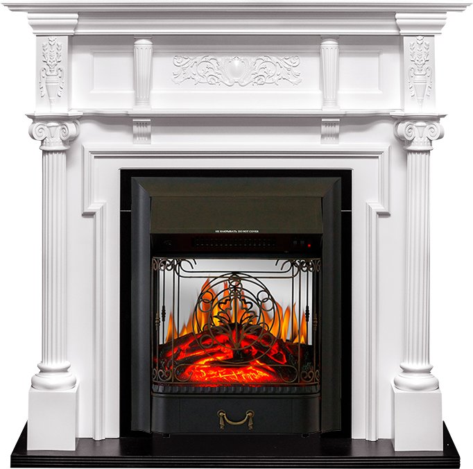 Фото Каминокомплект Oxford - Белый с очагом Majestic FX M Black Линейные очаги ROYAL FLAME heatsystems.ru