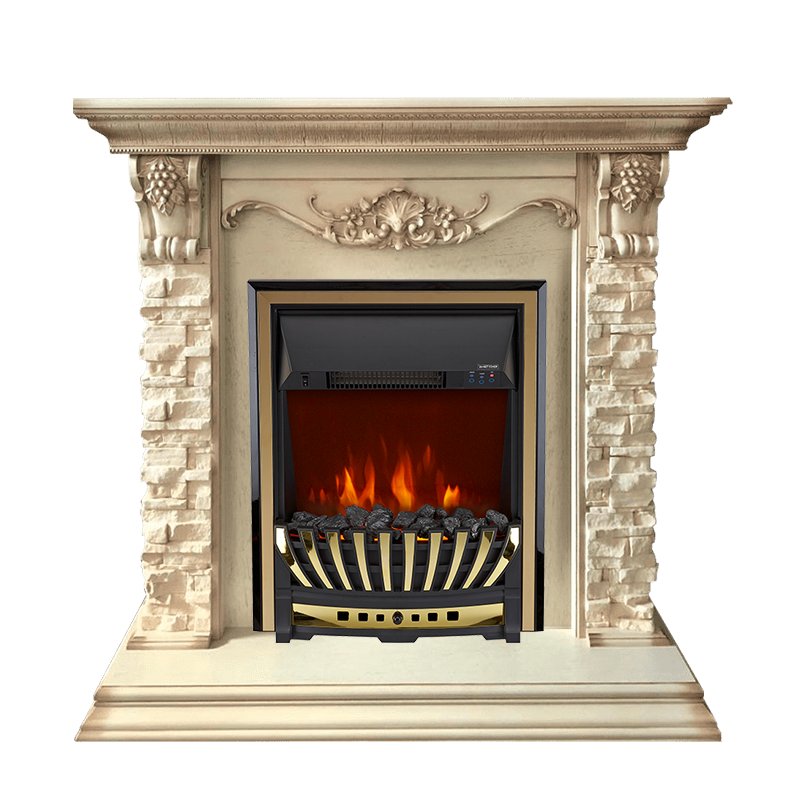 Фото Каминокомплект Adriana - Cлоновая кость с очагом Aspen Gold Каминокомплекты из камня ROYAL FLAME heatsystems.ru