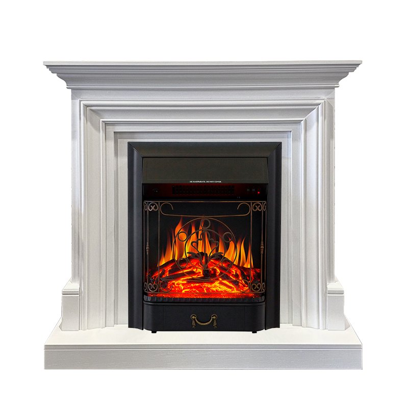 ФОТО Каминокомплект Bradford - Белый с очагом Majestic FX Black heatsystems.ru