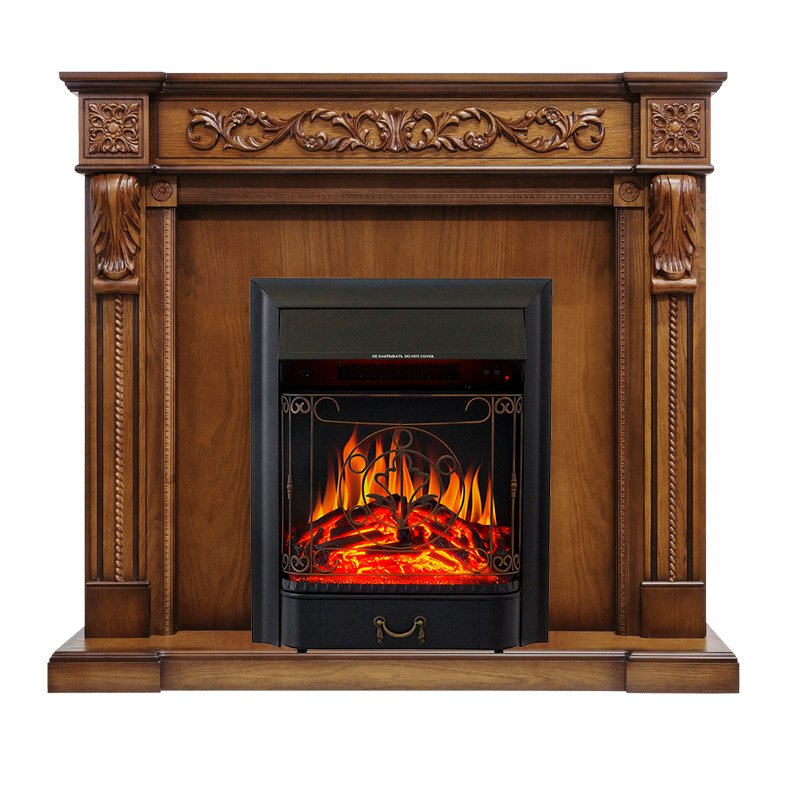 ФОТО Каминокомплект Neapol - Дуб антик с очагом Majestic FX Black heatsystems.ru