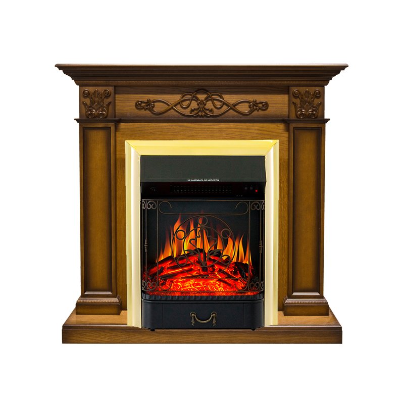 ФОТО Каминокомплект Verona - Дуб антик с очагом Majestic FX Brass heatsystems.ru