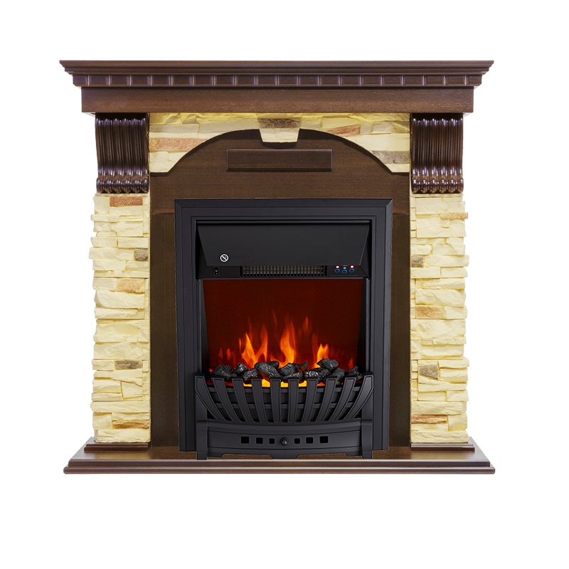 Фото Каминокомплект Dublin угловой - Темный дуб / Сланец с очагом Aspen Black Угловые каминокомплекты ROYAL FLAME heatsystems.ru