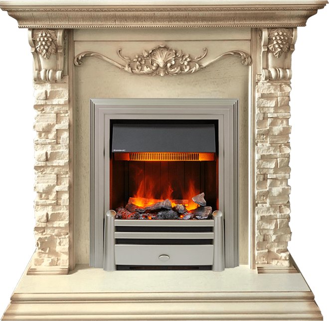 Фото Каминокомплект Adriana - Cлоновая кость с очагом Chesford Каминокомплекты из камня DIMPLEX heatsystems.ru