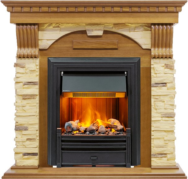 Фото Каминокомплект Dublin -  Дуб / Сланец с очагом Brookline Black Каминокомплекты из камня DIMPLEX heatsystems.ru