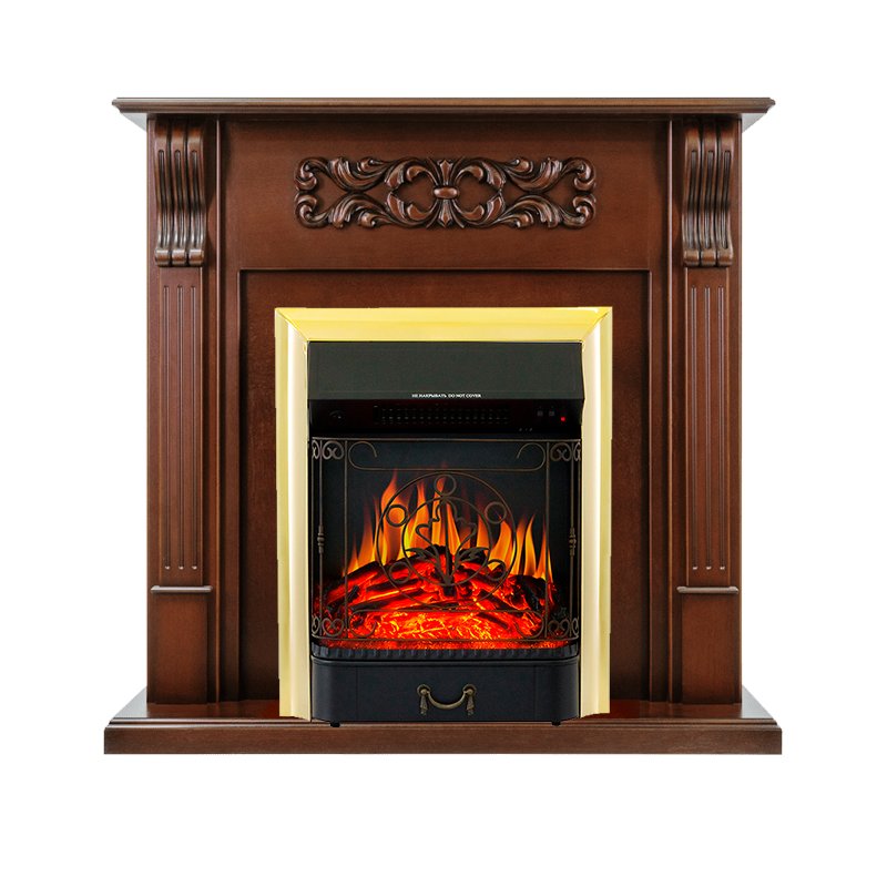ФОТО Каминокомплект Venice - Махагон коричневый антик с очагом Majestic FX Brass heatsystems.ru