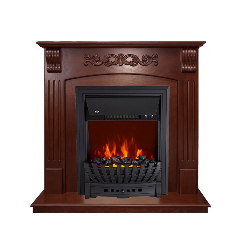 Фото Каминокомплект Sorrento угловой - Орех с очагом Aspen Black Угловые каминокомплекты ROYAL FLAME heatsystems.ru