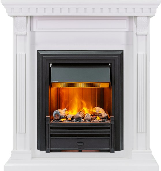Фото Каминокомплект Orlean - Белый дуб с очагом Brookline Black Деревянные каминокомплекты DIMPLEX heatsystems.ru