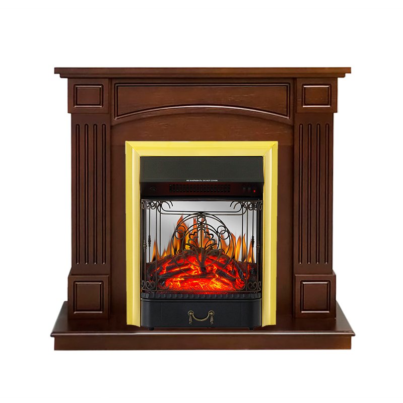 Фото Каминокомплект Bradford - Темный дуб с очагом Majestic FX M Brass Линейные очаги ROYAL FLAME heatsystems.ru