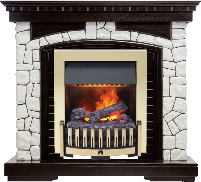 Фото Каминокомплект Glasgow - Венге / Белый с очагом Danville Brass FB2 Каминокомплекты из камня DIMPLEX heatsystems.ru