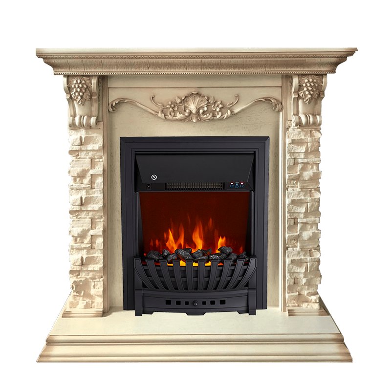 Фото Каминокомплект Adriana - Cлоновая кость с очагом Aspen Black Каминокомплекты из камня ROYAL FLAME heatsystems.ru