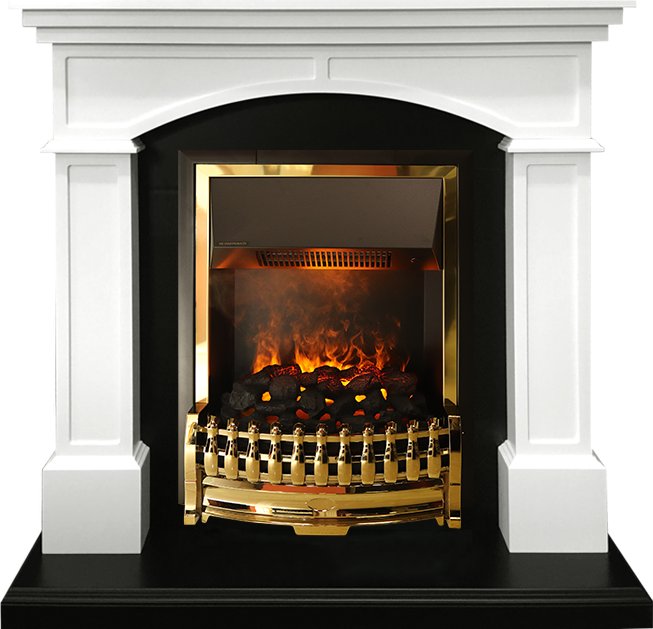 Изображение DIMPLEX heatsystems.ru Фото Каминокомплект Langford - Белый с черным с очагом Atherton Деревянные каминокомплекты DIMPLEX heatsystems.ru