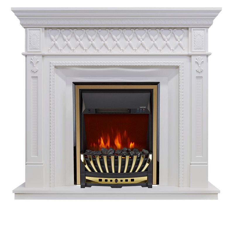 Фото Каминокомплект Alexandria - Белый дуб с очагом Aspen Gold Угловые каминокомплекты ROYAL FLAME heatsystems.ru