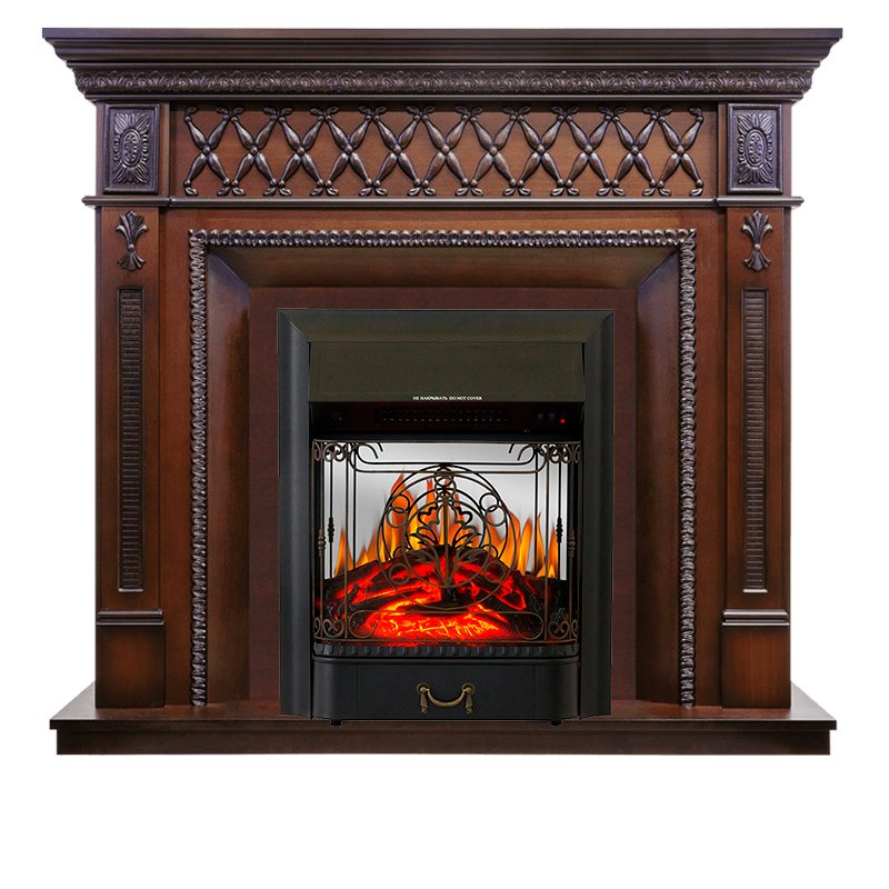 Фото Каминокомплект Alexandria - махагон коричневый антик с очагом Majestic FX M Black Угловые каминокомплекты ROYAL FLAME heatsystems.ru