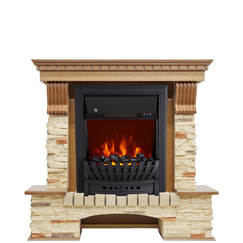 Изображение ROYAL FLAME heatsystems.ru Фото Каминокомплект Pierre Luxe - Дуб / Сланец с очагом Aspen Black Угловые каминокомплекты ROYAL FLAME heatsystems.ru