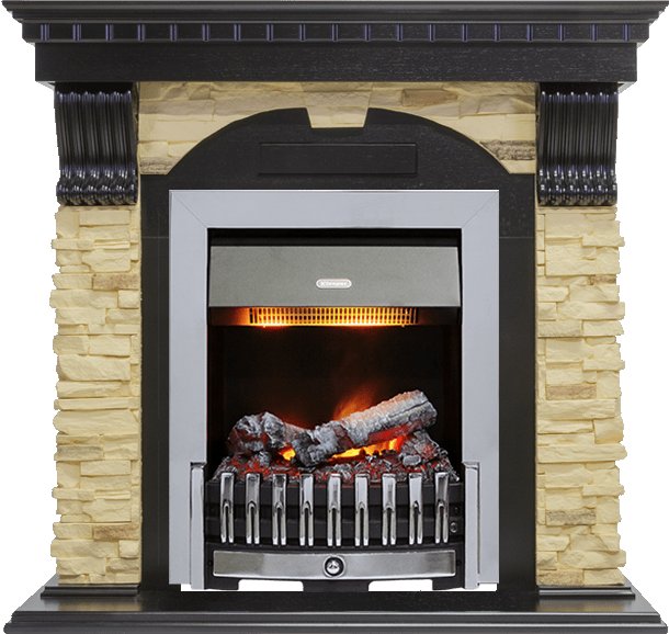Фото Каминокомплект Dublin - Венге / Сланец с очагом Danville Chrome FB2 Каминокомплекты из камня DIMPLEX heatsystems.ru