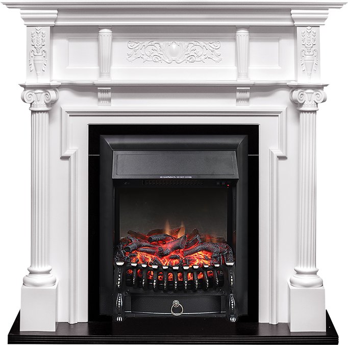 Фото Каминокомплект Oxford - Белый с очагом Fobos FX Black Линейные очаги ROYAL FLAME heatsystems.ru