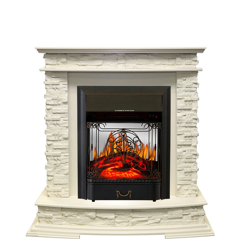 Фото Каминокомплект Luzern - Слоновая кость с очагом Majestic FX M Black Каминокомплекты из камня ROYAL FLAME heatsystems.ru