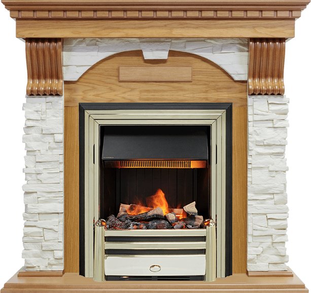 Фото Каминокомплект Dublin - Дуб / Сланец белый с очагом Cavendish Каминокомплекты из камня DIMPLEX heatsystems.ru