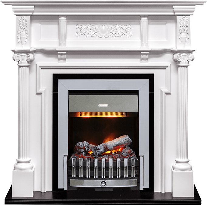 Фото Каминокомплект Oxford - Белый с очагом Danville Chrome FB2 Линейные очаги ROYAL FLAME heatsystems.ru