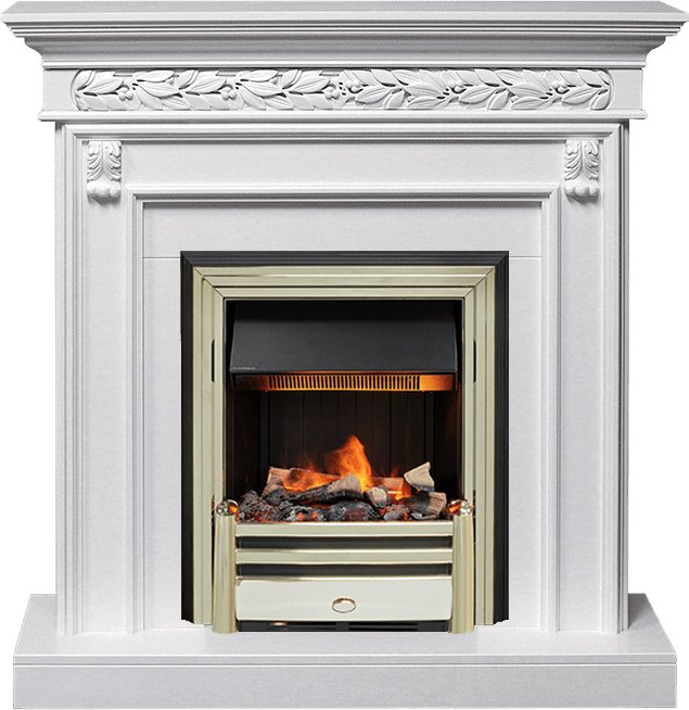 Фото Каминокомплект Valletta - Белый (Ширина 1040 мм) с очагом Cavendish Линейные очаги ROYAL FLAME heatsystems.ru