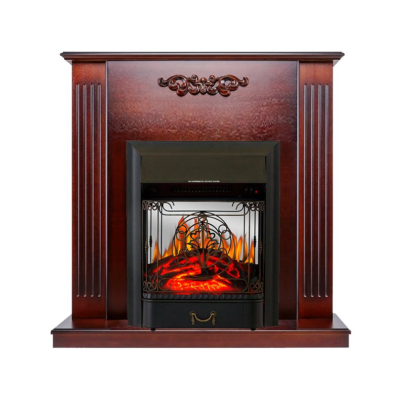 ФОТО Каминокомплект Lumsden - Махагон коричневый антик с очагом Majestic FX M Black heatsystems.ru