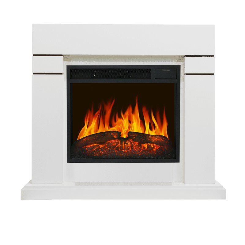 ФОТО Каминокомплект Lindos - Белый (Высота 915 мм) с очагом Vision 23 LED FX heatsystems.ru