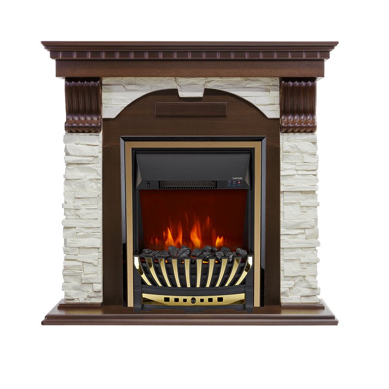 Фото Каминокомплект Dublin угловой - Темный дуб / Сланец белый с очагом Aspen Gold Угловые каминокомплекты ROYAL FLAME heatsystems.ru