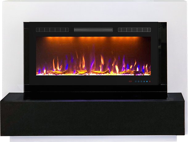 Фото Каминокомплект Stockholm - Белый с очагом Crystal 36 RF Линейные очаги ROYAL FLAME heatsystems.ru