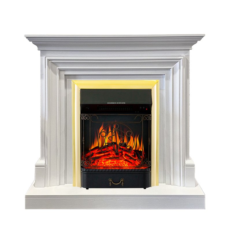 ФОТО Каминокомплект Bradford - Белый с очагом Majestic FX Brass heatsystems.ru