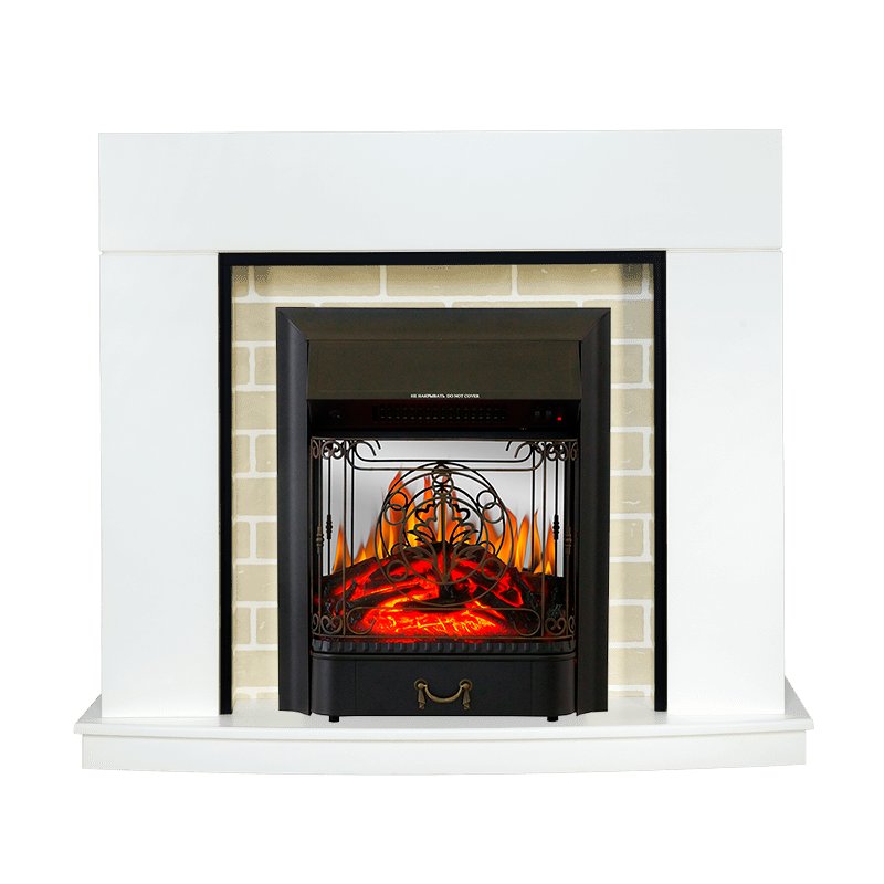 ФОТО Каминокомплект Montana - Белый с очагом Majestic FX M Black heatsystems.ru