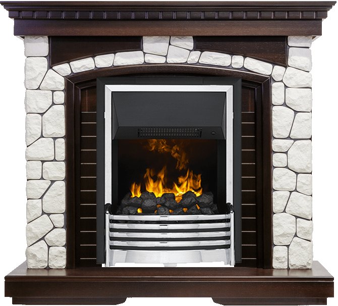 Фото Каминокомплект Glasgow - Темный дуб / Белый с очагом Flagstaff Каминокомплекты из камня DIMPLEX heatsystems.ru