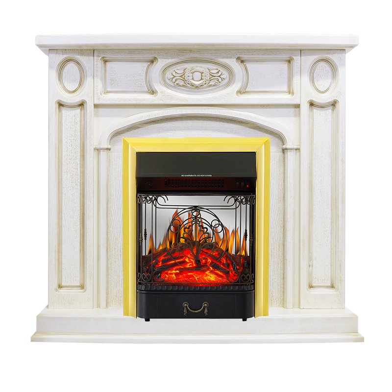ФОТО Каминокомплект Florence - Слоновая кость с патиной с очагом Majestic FX M Brass heatsystems.ru