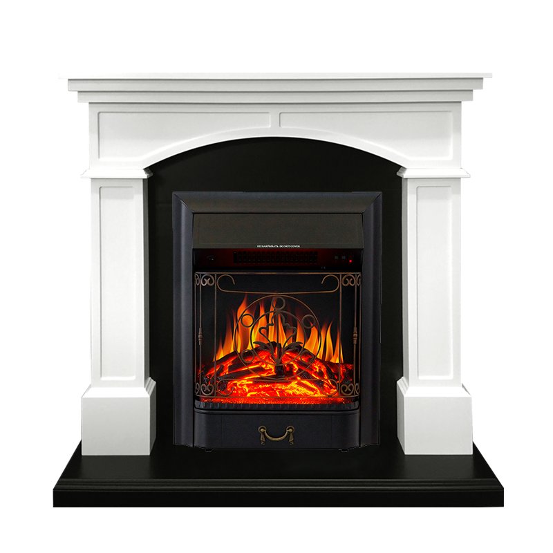 ФОТО Каминокомплект Langford - Белый с черным с очагом Majestic FX Black heatsystems.ru